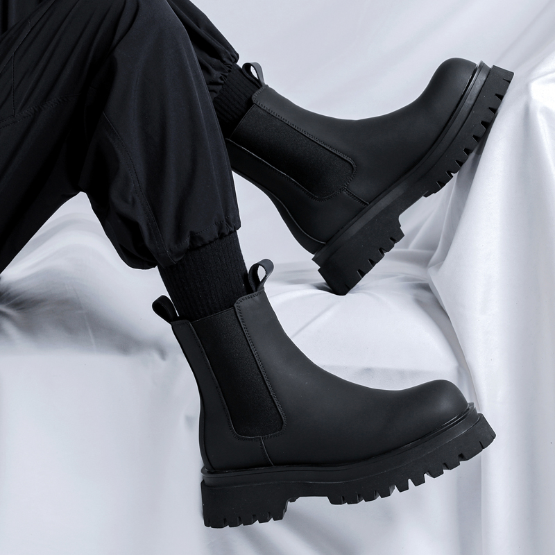 Motorcycle Gear Pants - 2026 Plateau Schwarze High-Top Stiefel für